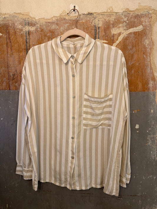 NEW COLLECTION - CAMICIA RIGHE BIANCO E BEIGE