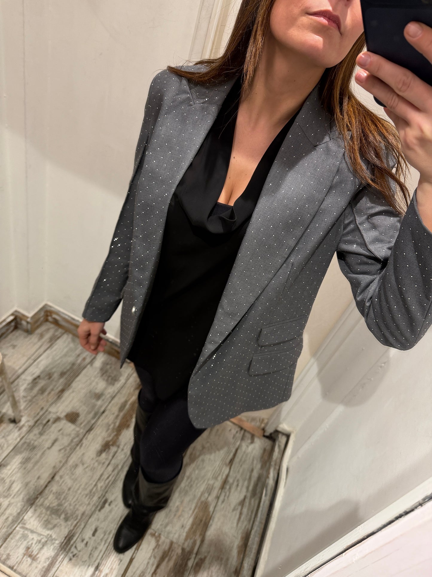 NEW COLLECTION - BLAZER SIMONA CORSELLINI GRIGIO CON STRASS