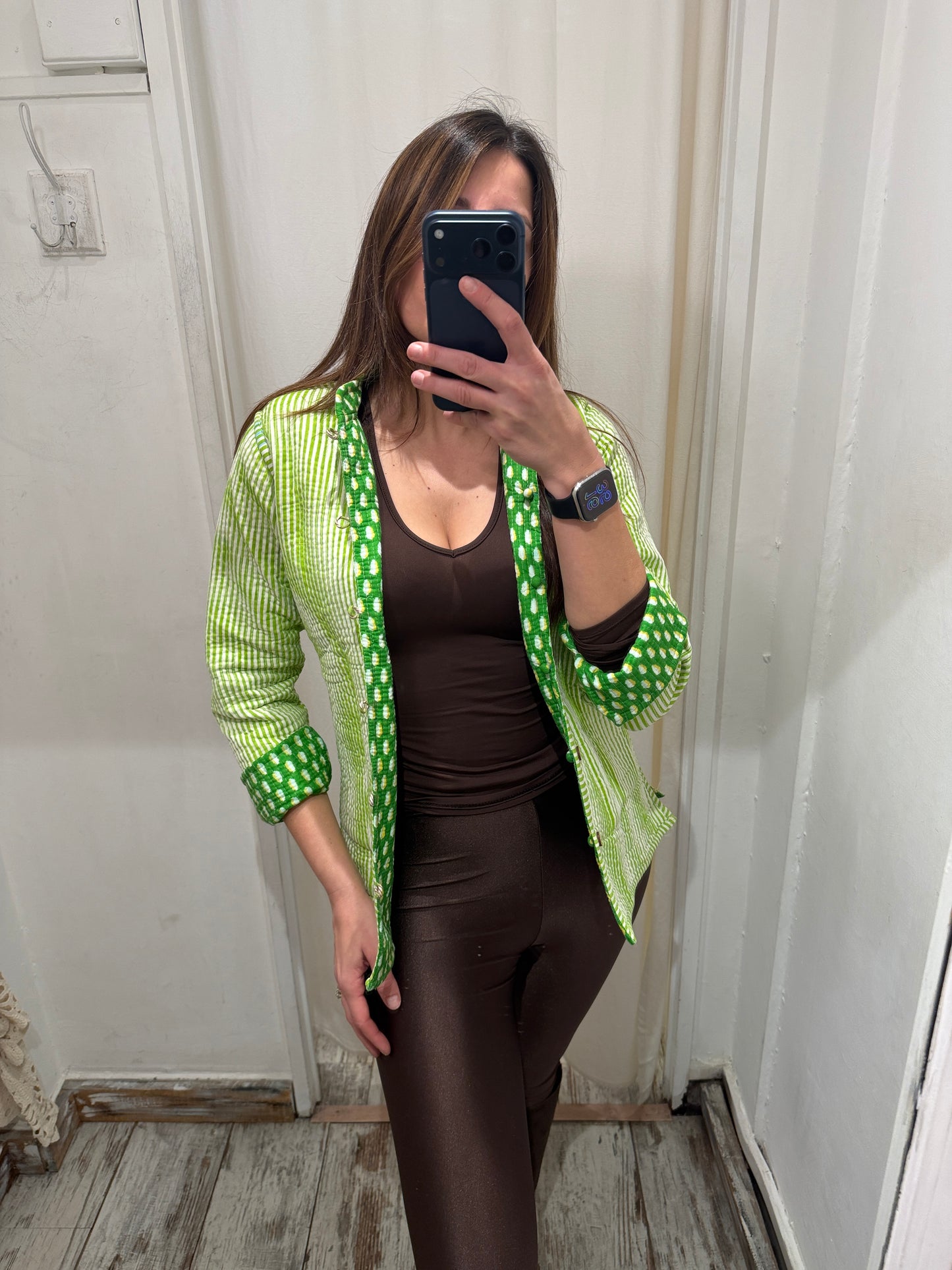 NEW COLLECTION - GIACCA ETNICA DOUBLE FACE VERDE