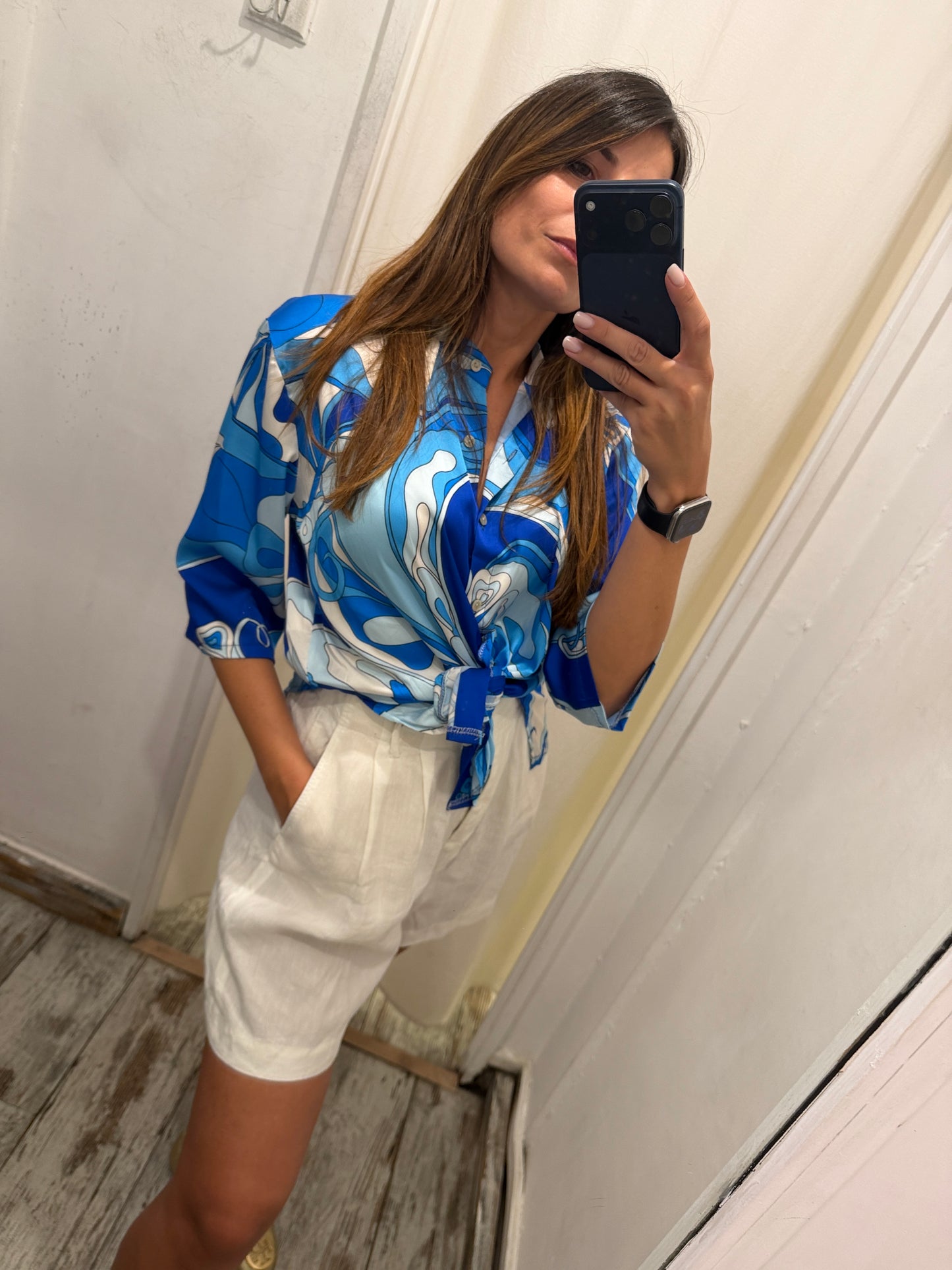 CAMICIA SATIN FANTASIA AZZURRO ‘pucci’