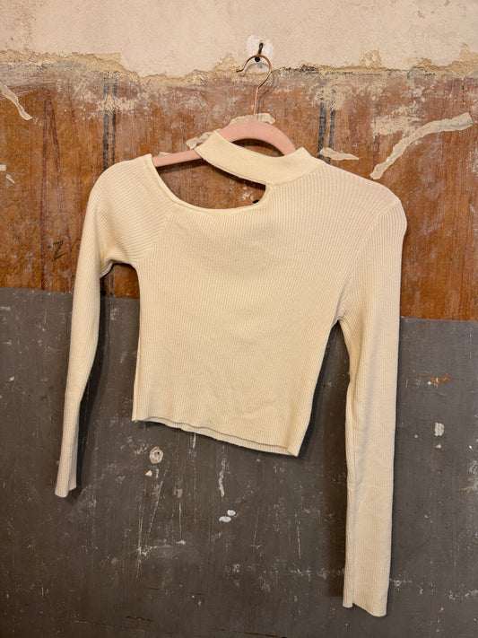 MAGLIA CUT OUT COSTINE PANNA