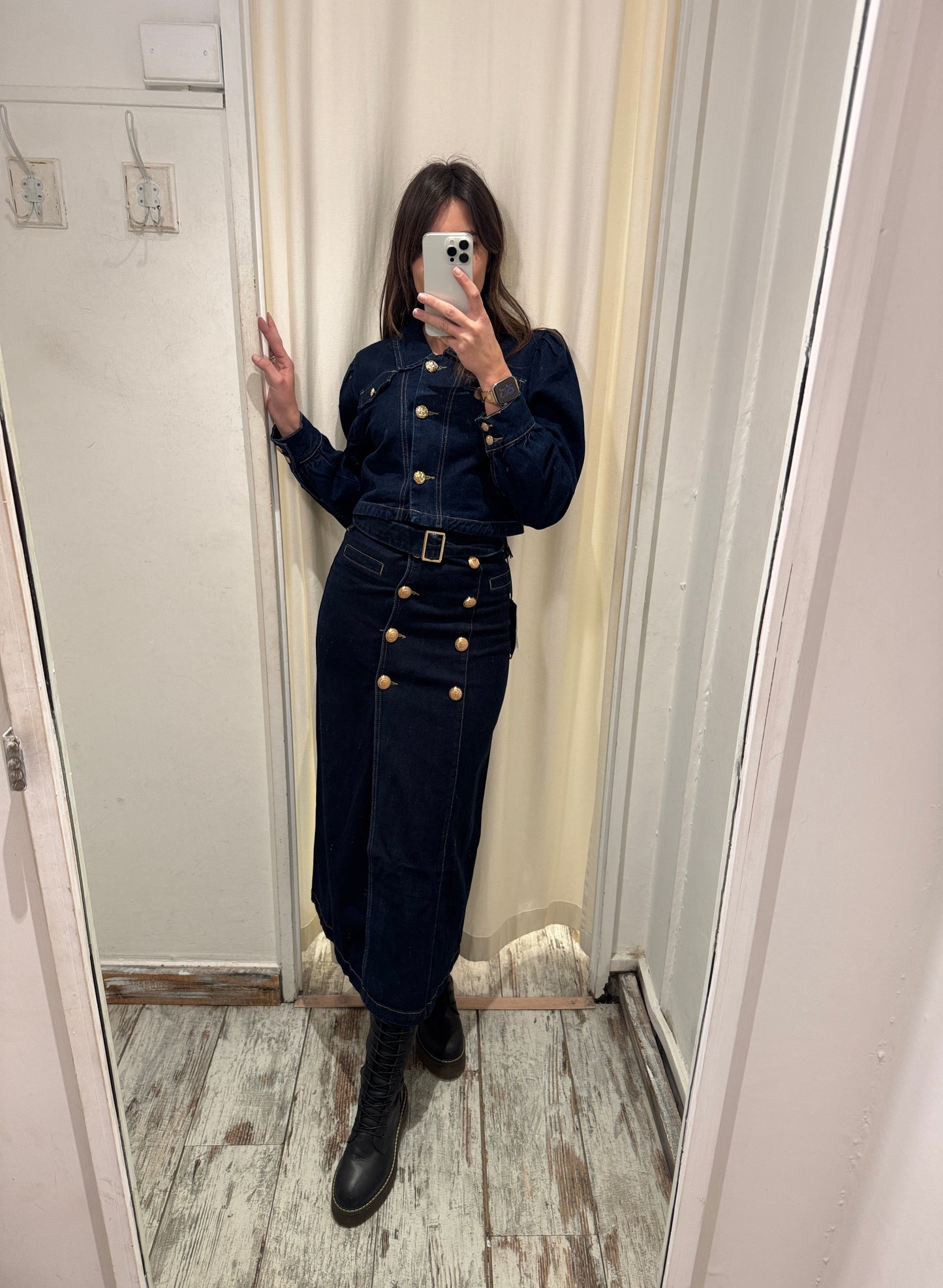 GIACCHINA CROP DENIM SCURO