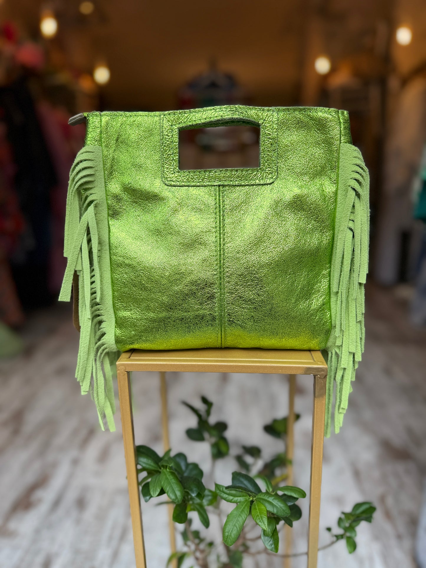 BORSA CUBE FRANGE METAL VERDE
