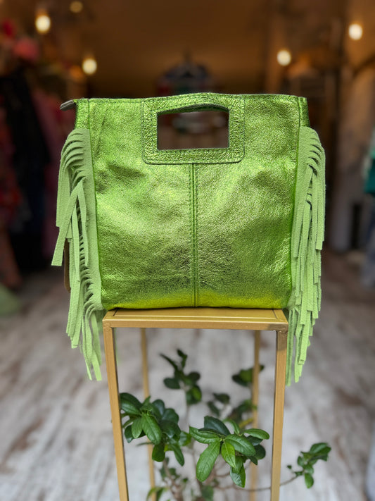BORSA CUBE FRANGE METAL VERDE