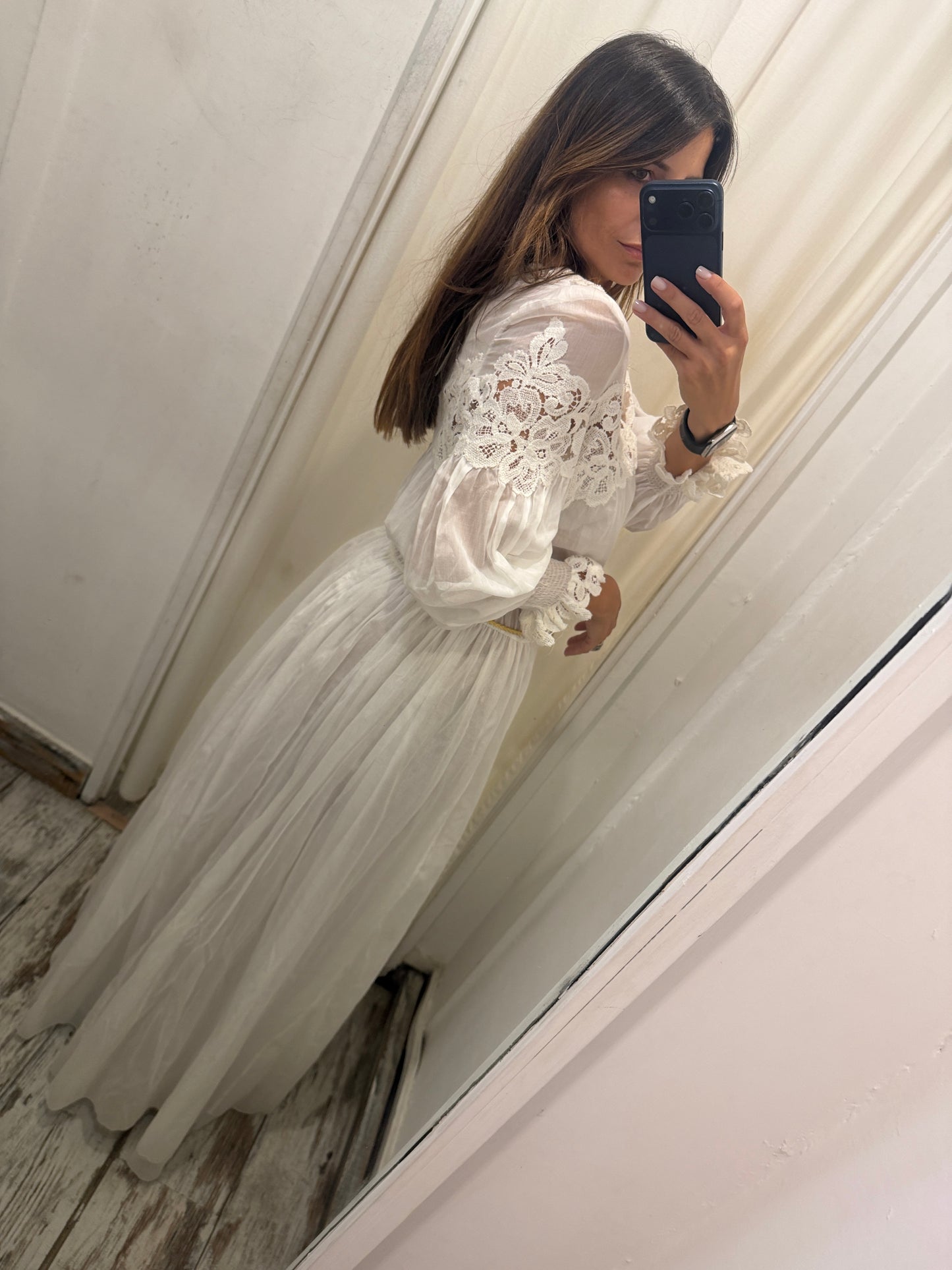 ABITO ERMANNO SCERVINO VELATO BIANCO CON PIZZO