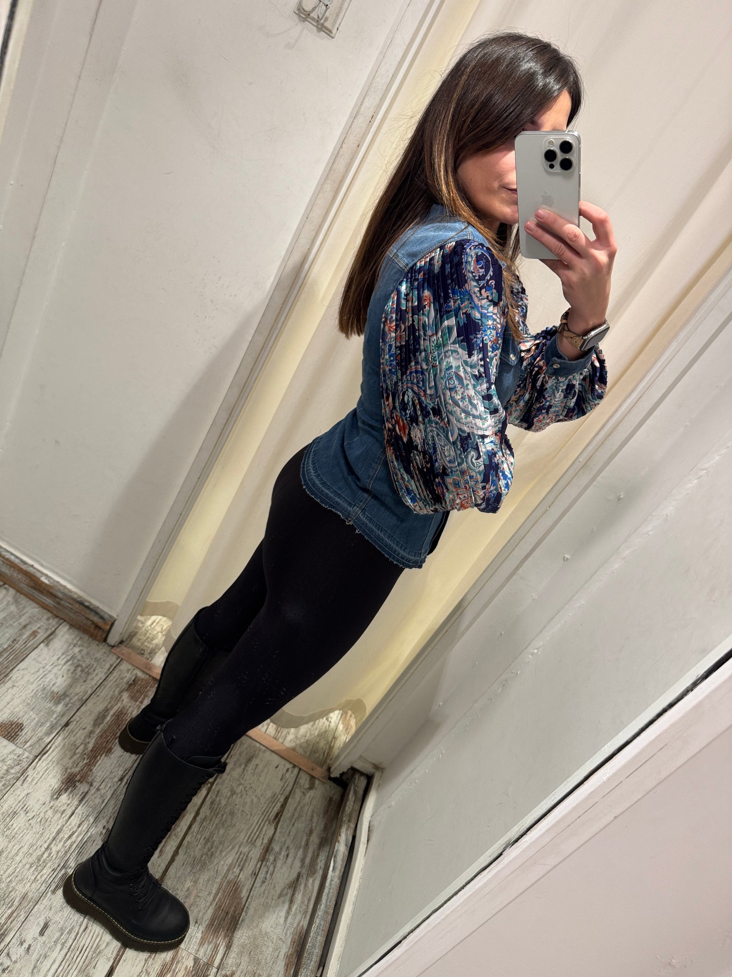 CAMICIA LIU•JO DENIM CON MANICA PLISSÈ