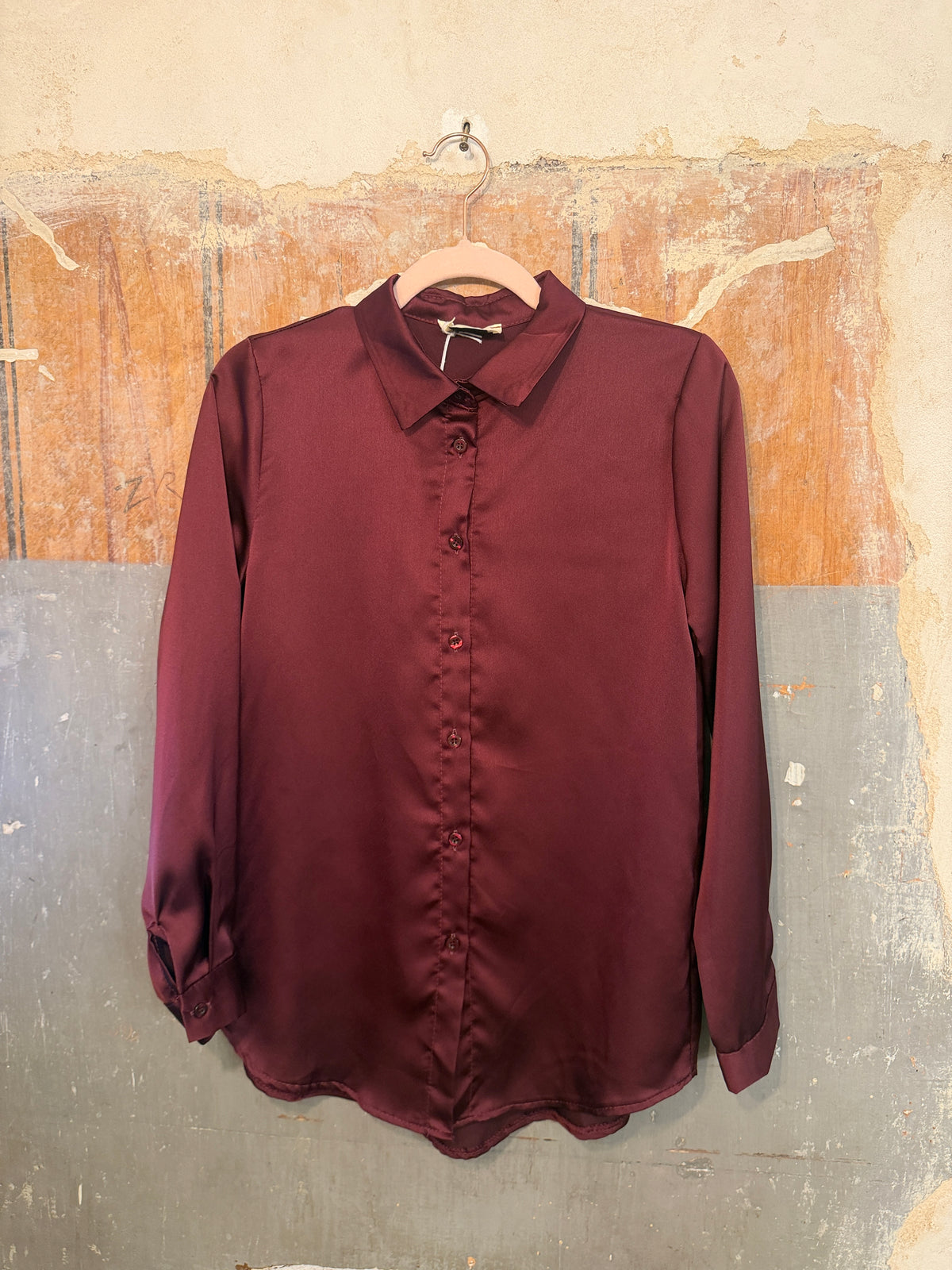 CAMICIA SATIN BORDEAUX