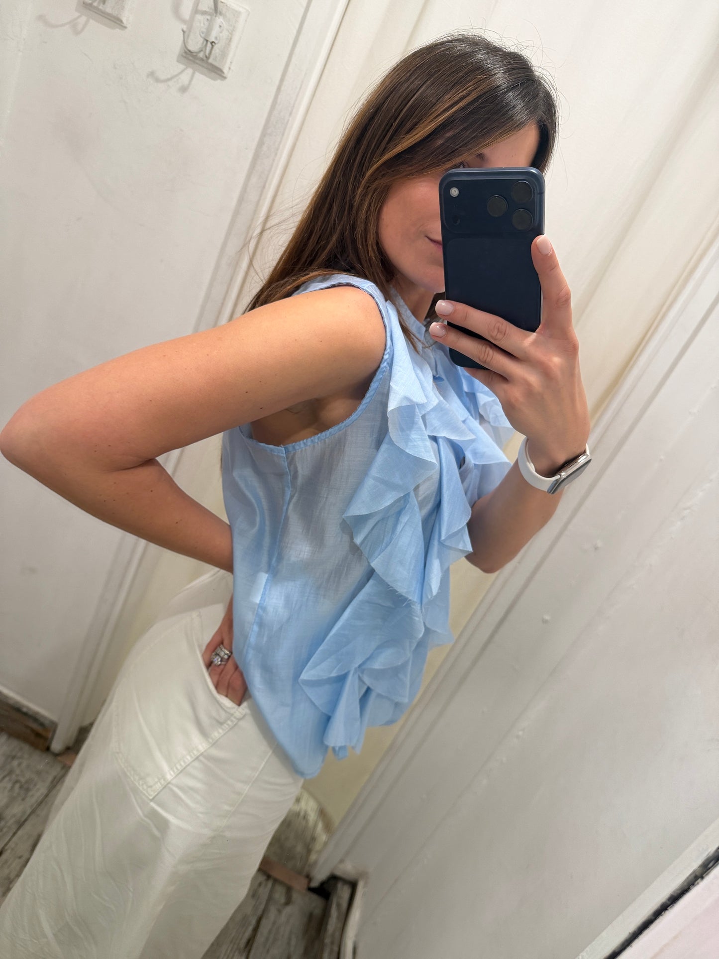 NEW COLLECTION - CAMICIA CELESTE ROUCHES