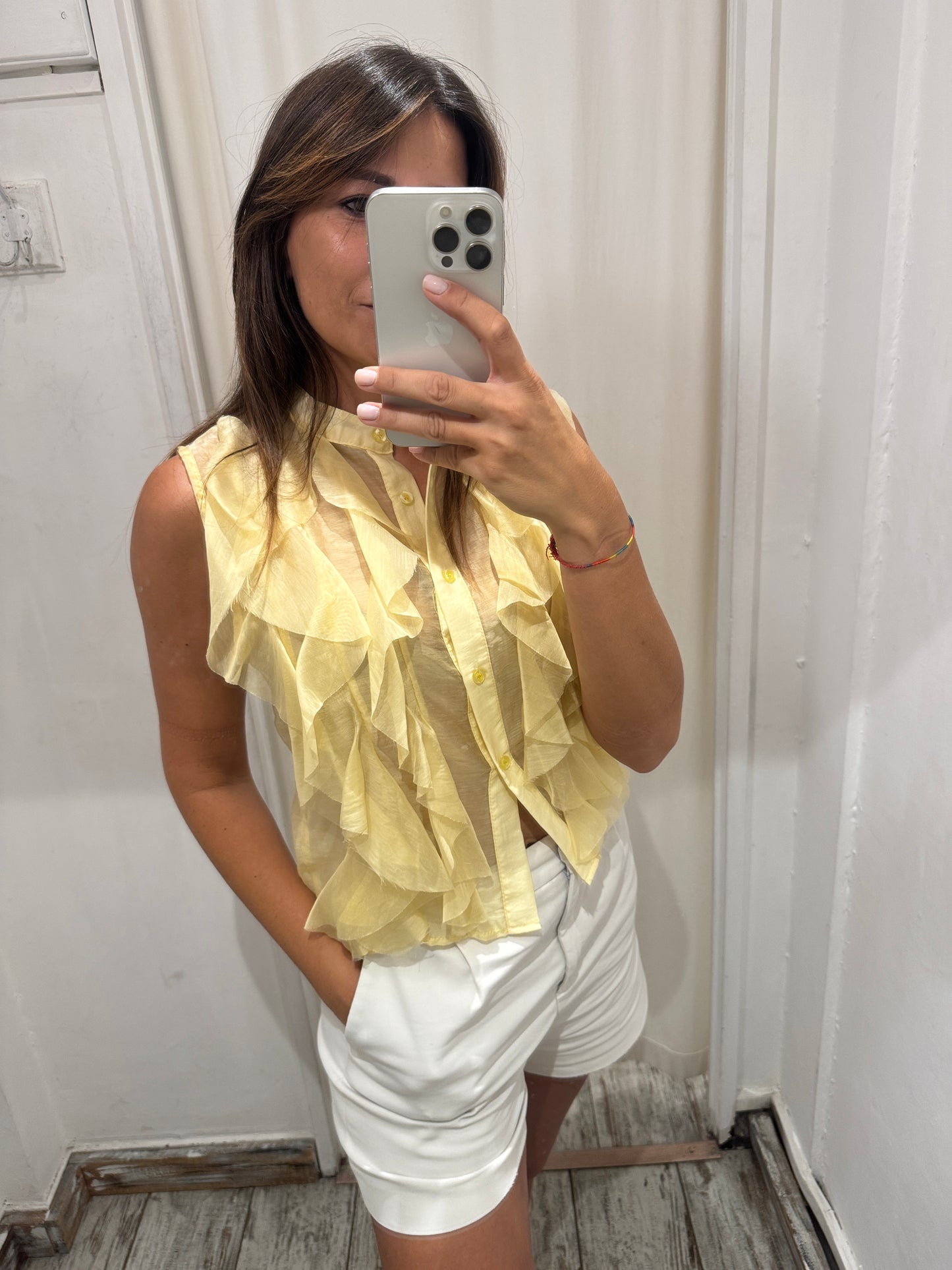 CAMICIA GIALLA CON ROUCHES
