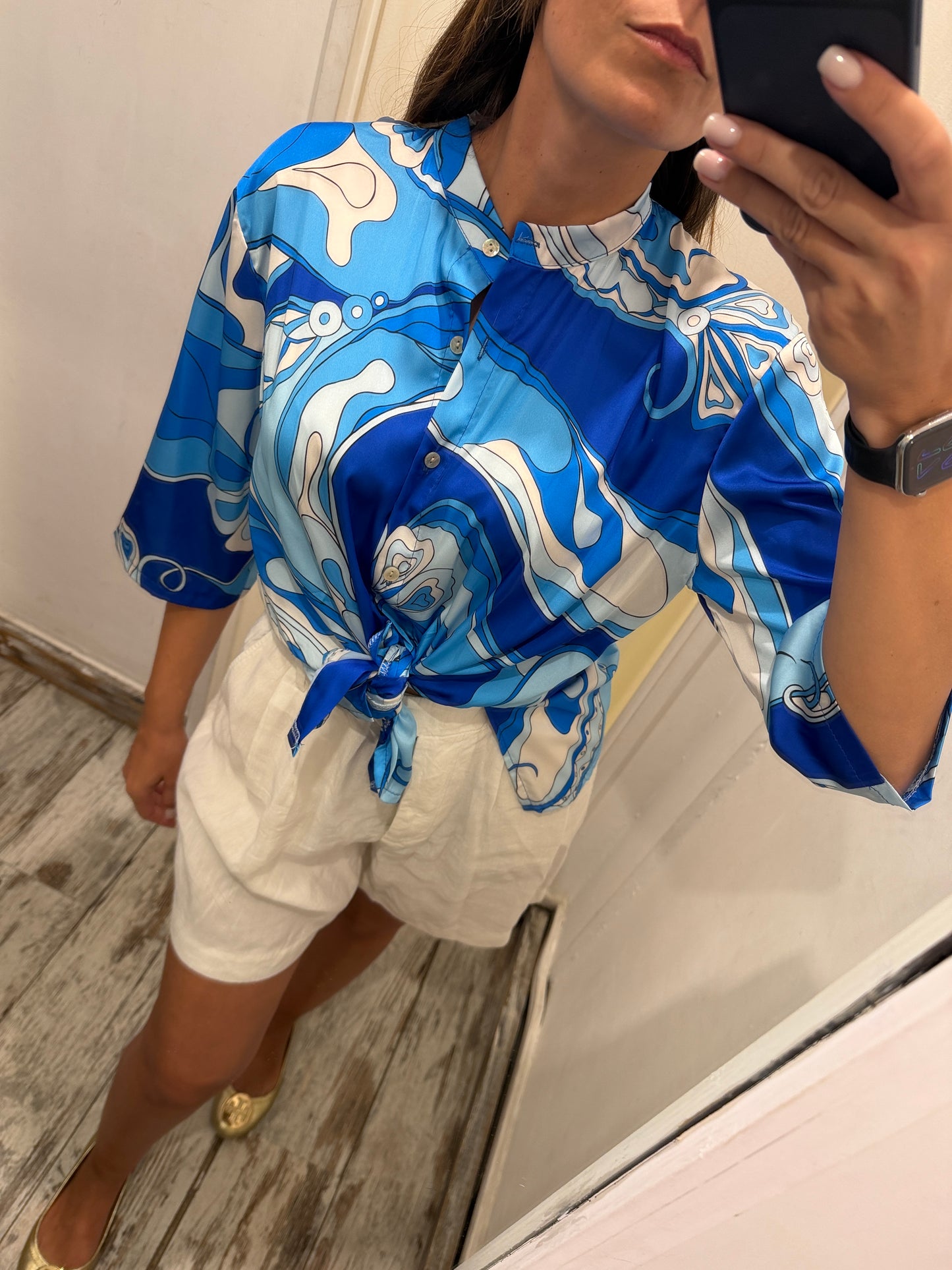 CAMICIA SATIN FANTASIA AZZURRO ‘pucci’