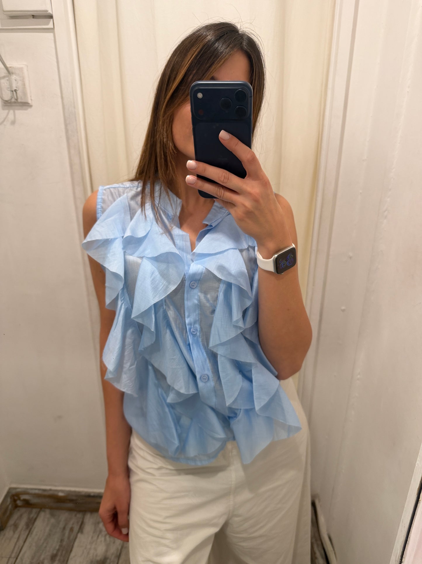 NEW COLLECTION - CAMICIA CELESTE ROUCHES