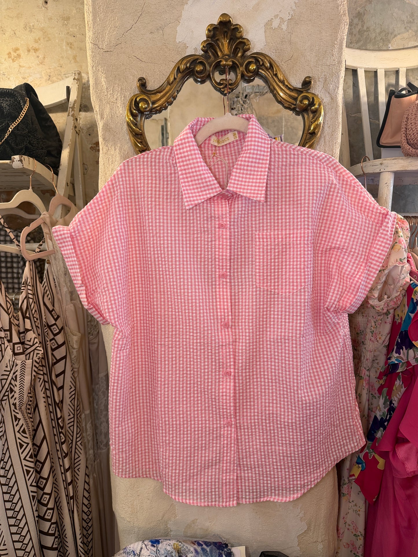 CAMICIA OVER VICHY ROSA