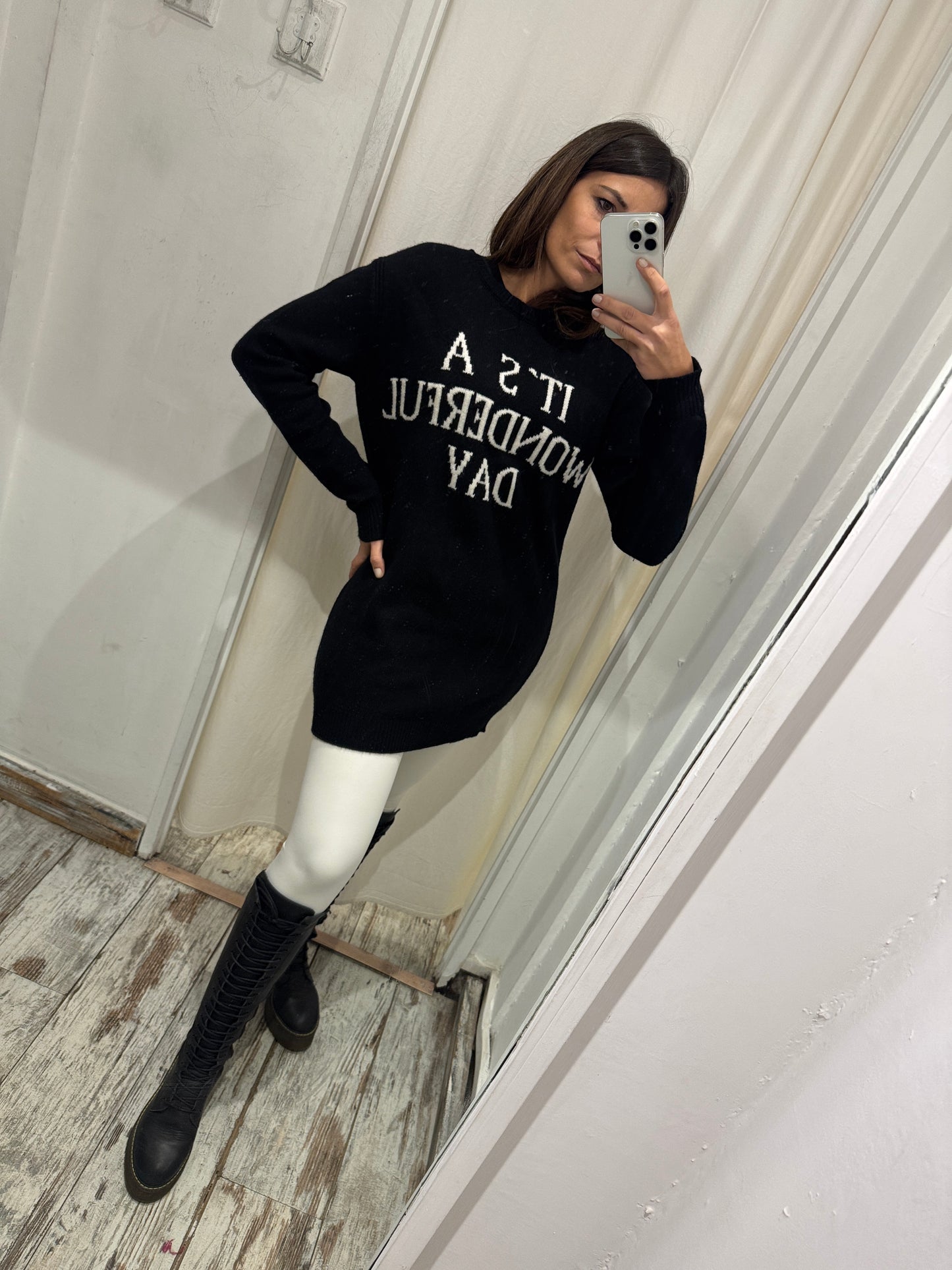 MAGLIA ALBERTA FERRETTI NERA CON SCRITTA BIANCA