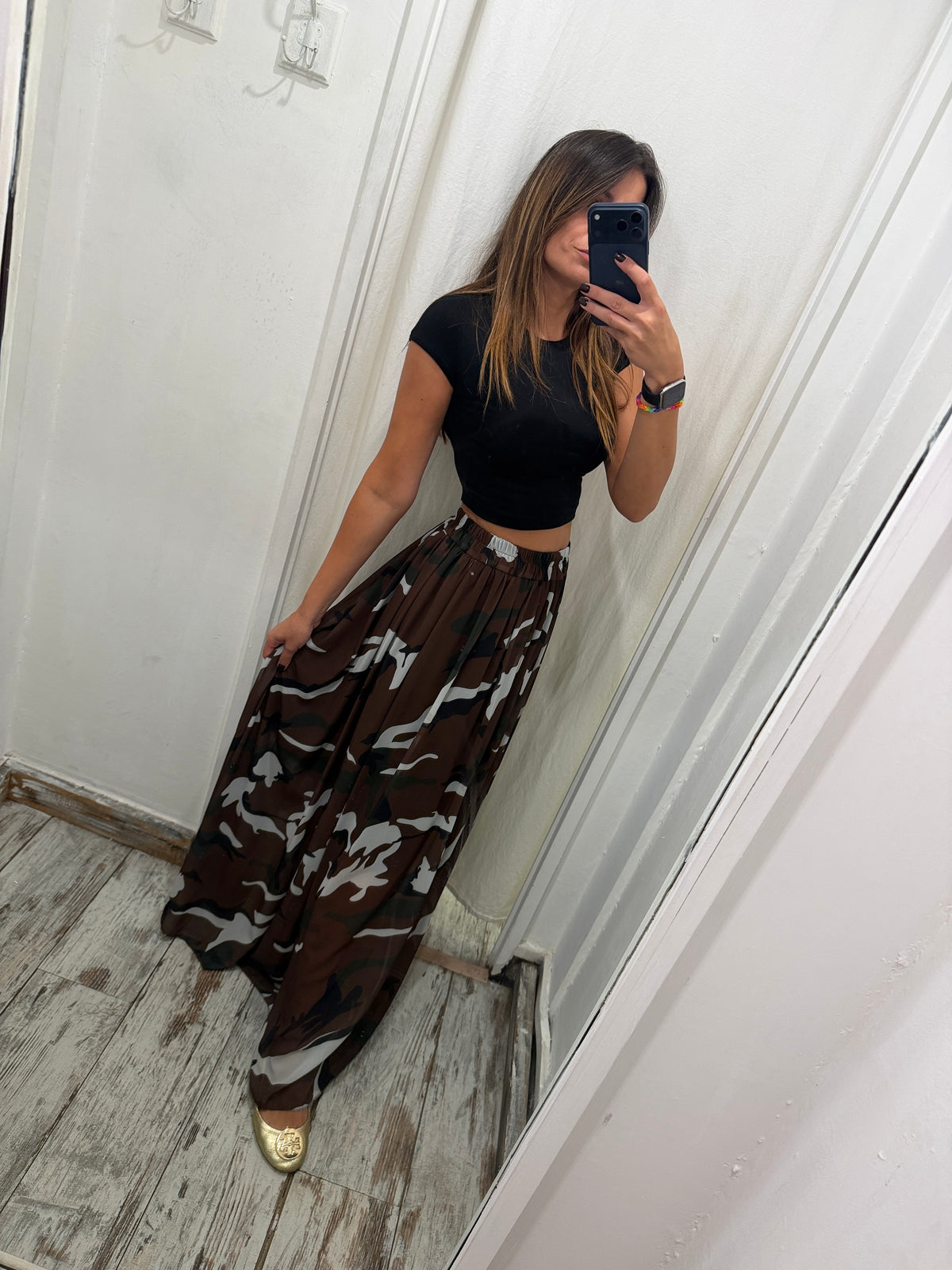 GONNA LUNGA CAMOUFLAGE MARRONE