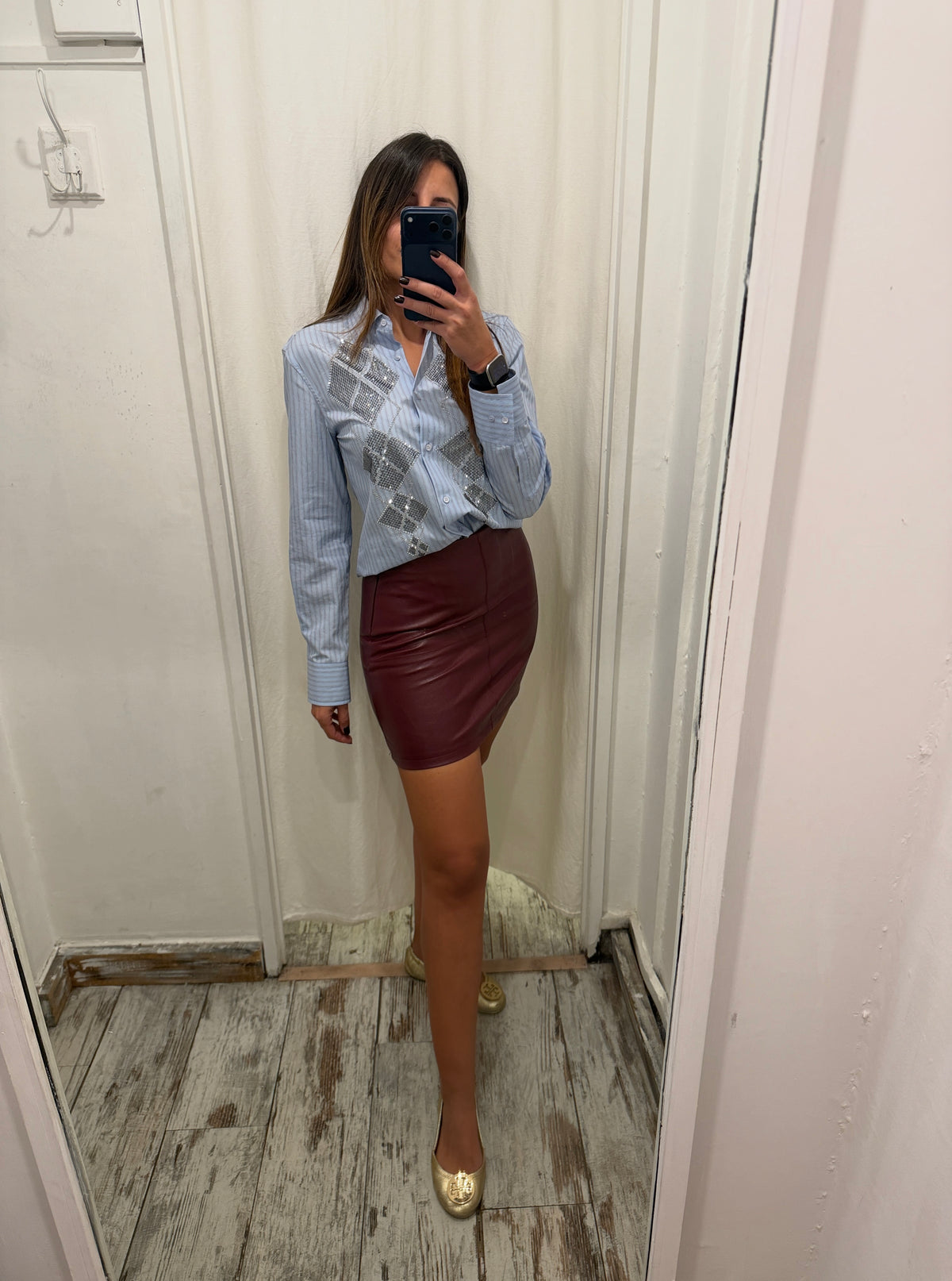 MINI GONNA ECOPELLE BORDEAUX