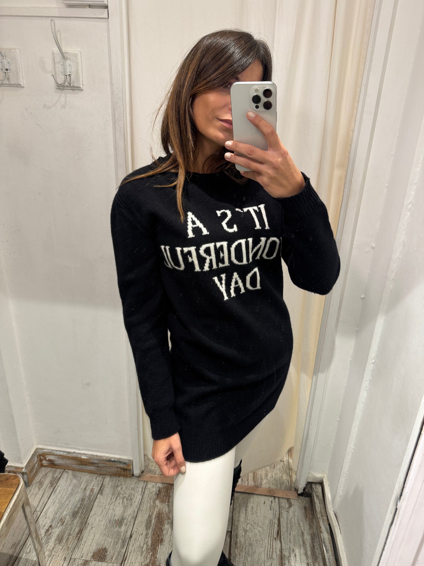 MAGLIA ALBERTA FERRETTI NERA CON SCRITTA BIANCA