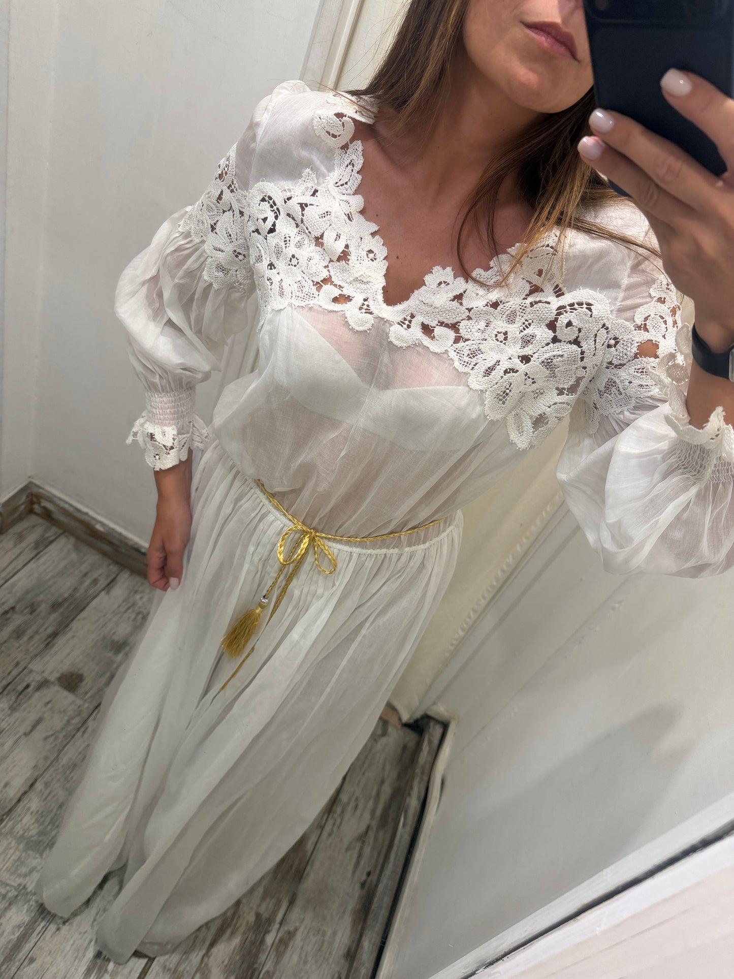 ABITO ERMANNO SCERVINO VELATO BIANCO CON PIZZO