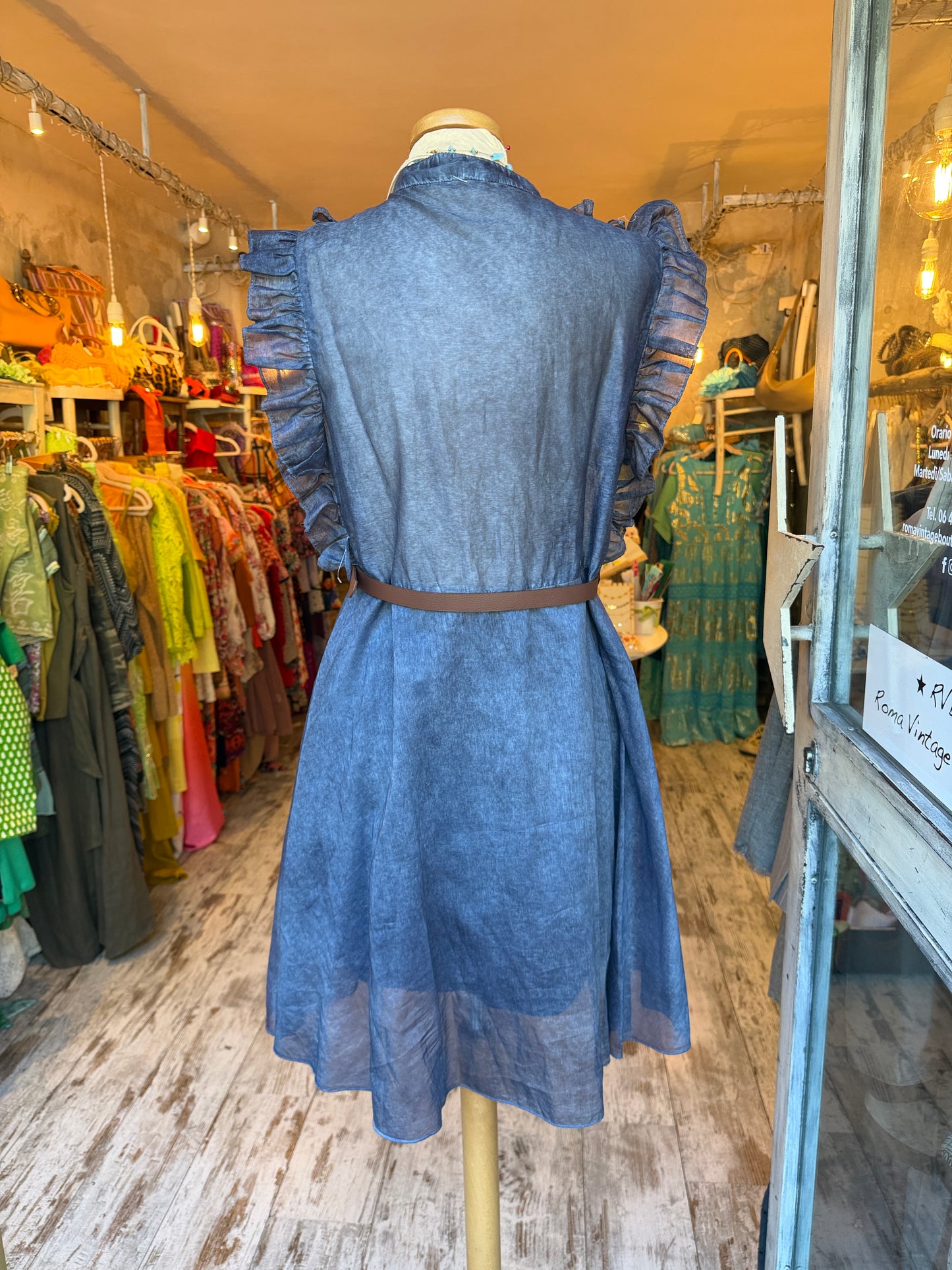 ABITO ROUCHES BLU DENIM