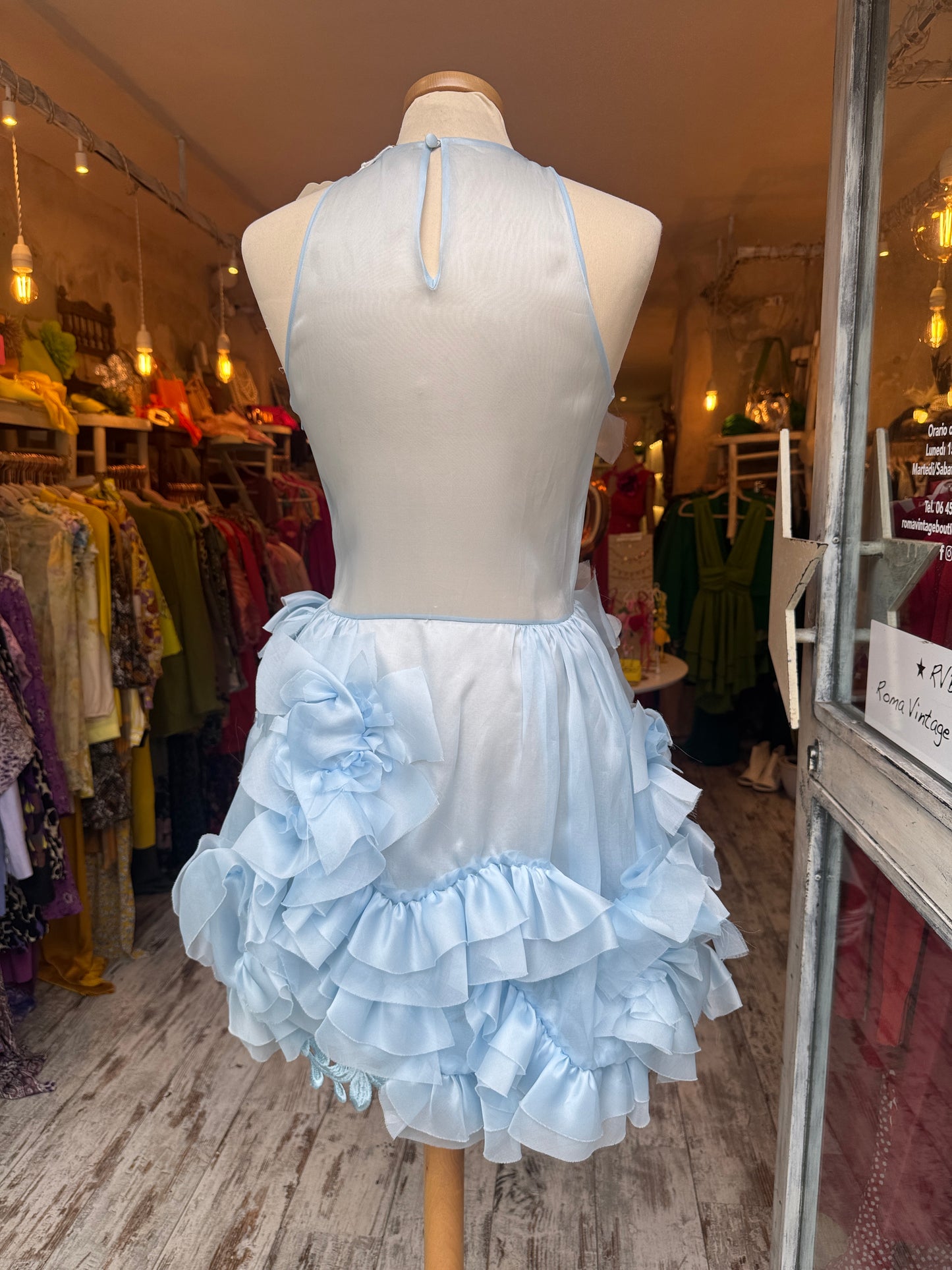 ABITO ERMANNO SCERVINO ORGANZA CELESTE