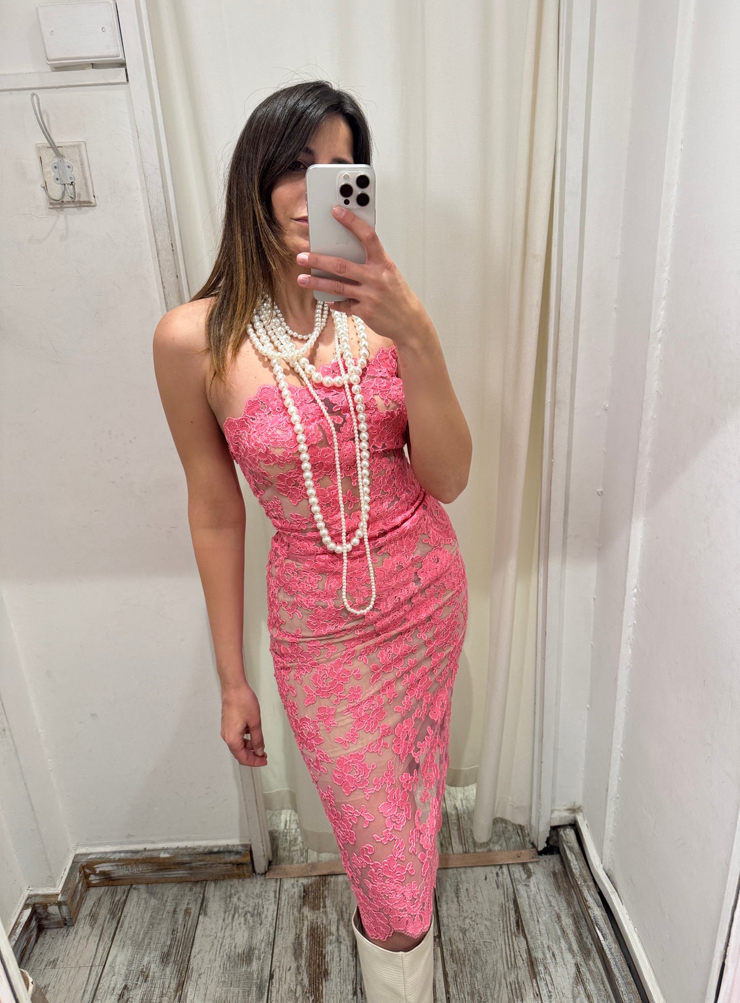 ABITO BUSTIER ERMANNO SCERVINO PIZZO SALMONE