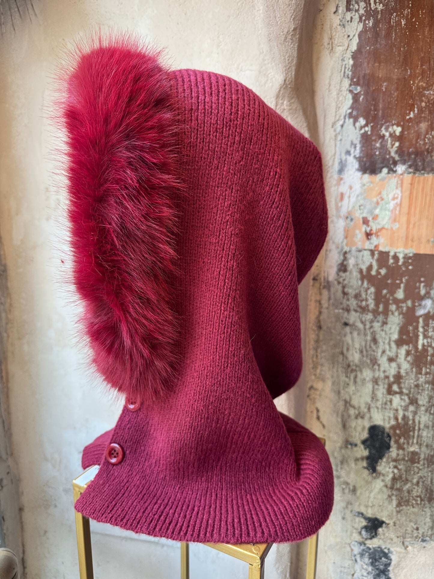 BALACLAVA BORDEAUX con ECOPELLICCIA