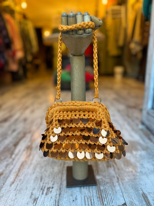 CLUTCH BAG ARANCIO CON PAILLETTES