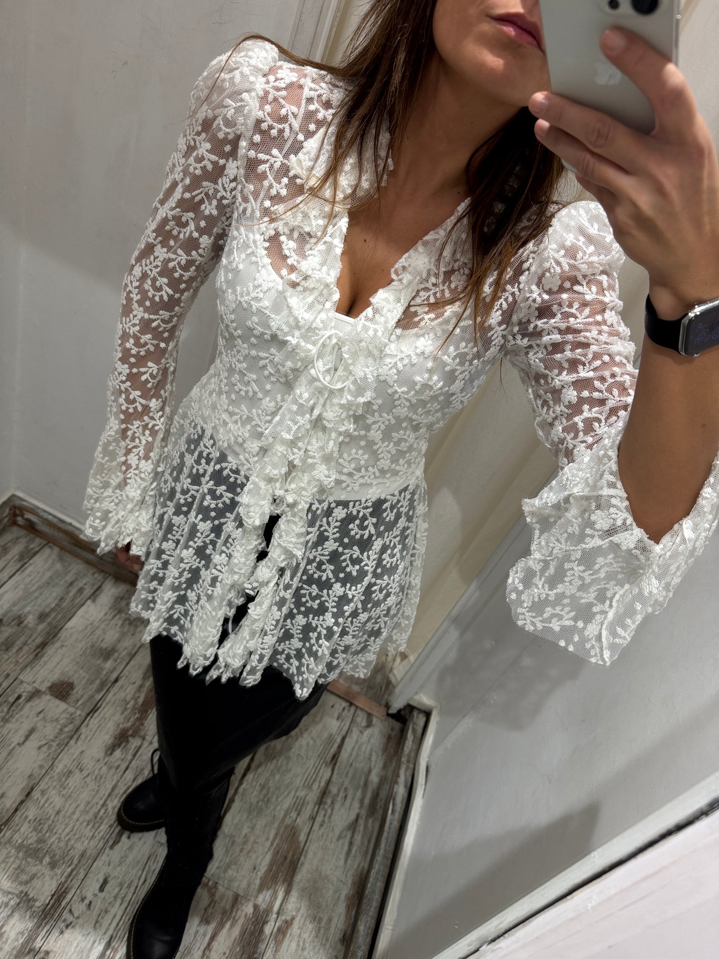 TWIN SET PHILOSOPHY IN TULLE RICAMATO BIANCO