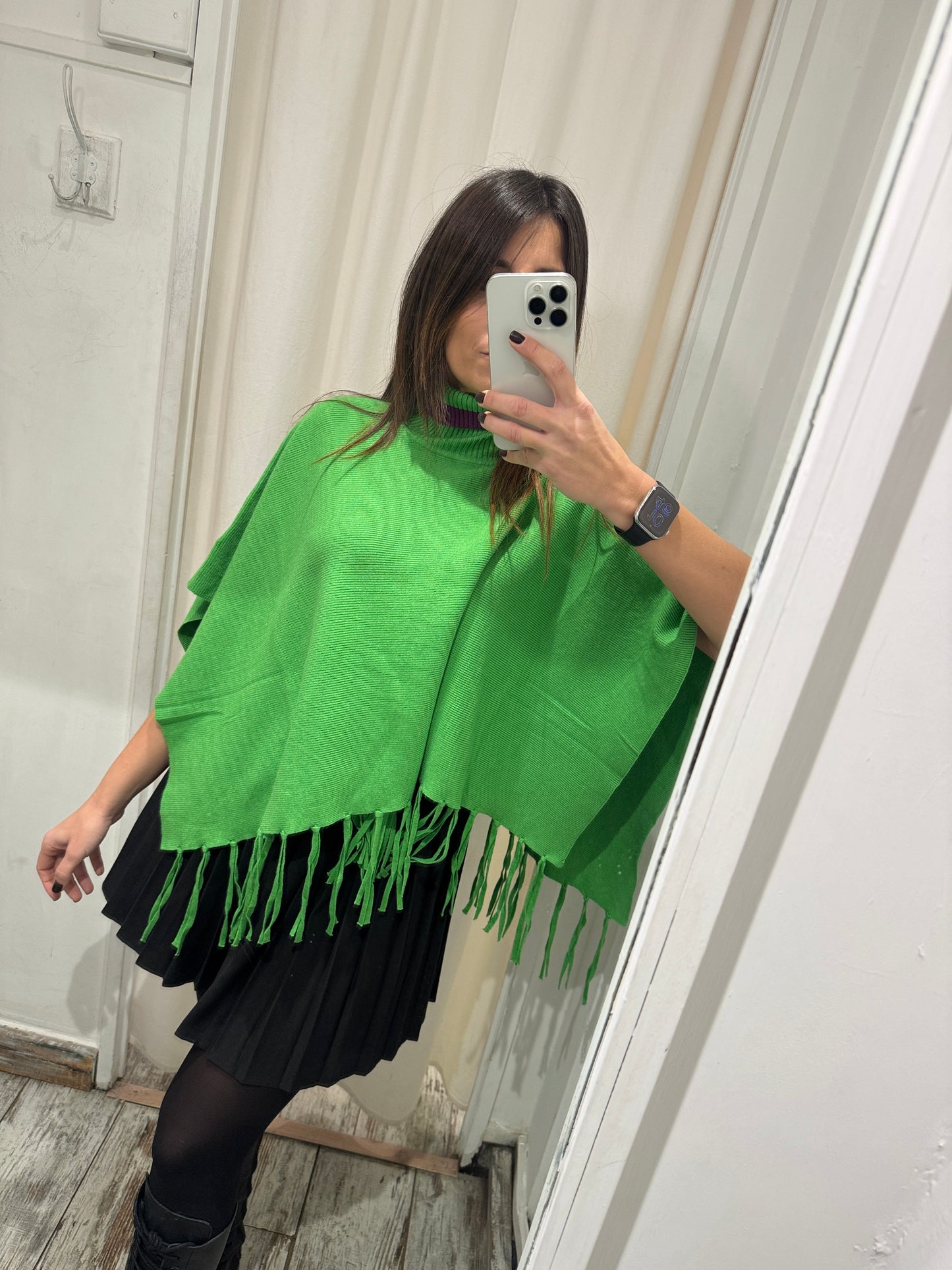 PONCHO COLLO ALTO VERDE E VIOLA