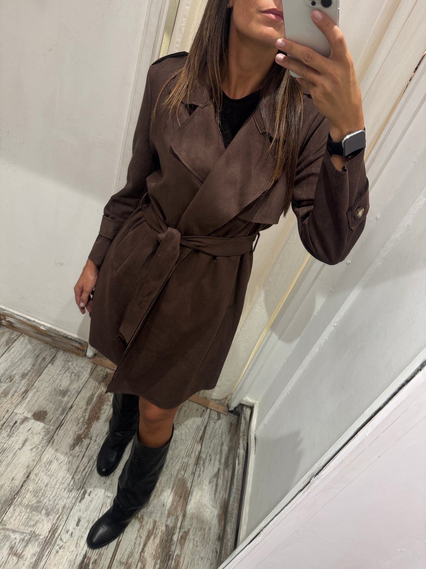 TRENCH SUEDE TESTA DI MORO