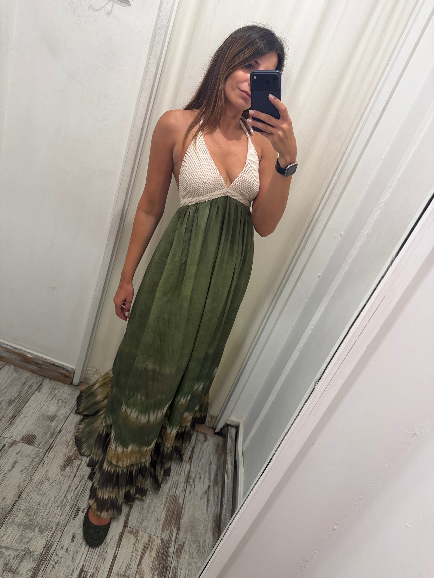 ABITO LUNGO PANNA E VERDE MILITARE