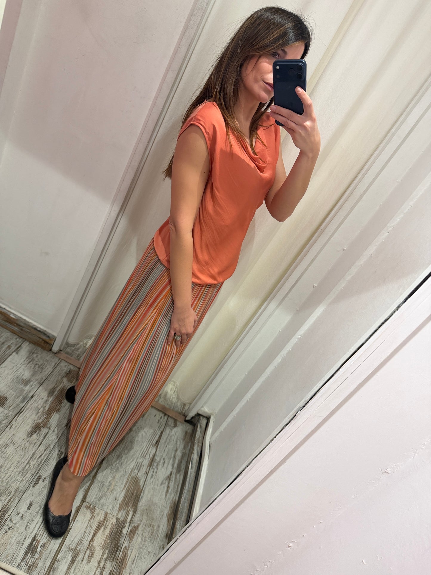 NEW COLLECTION - BLUSA LES COPAINS ARANCIO SATIN