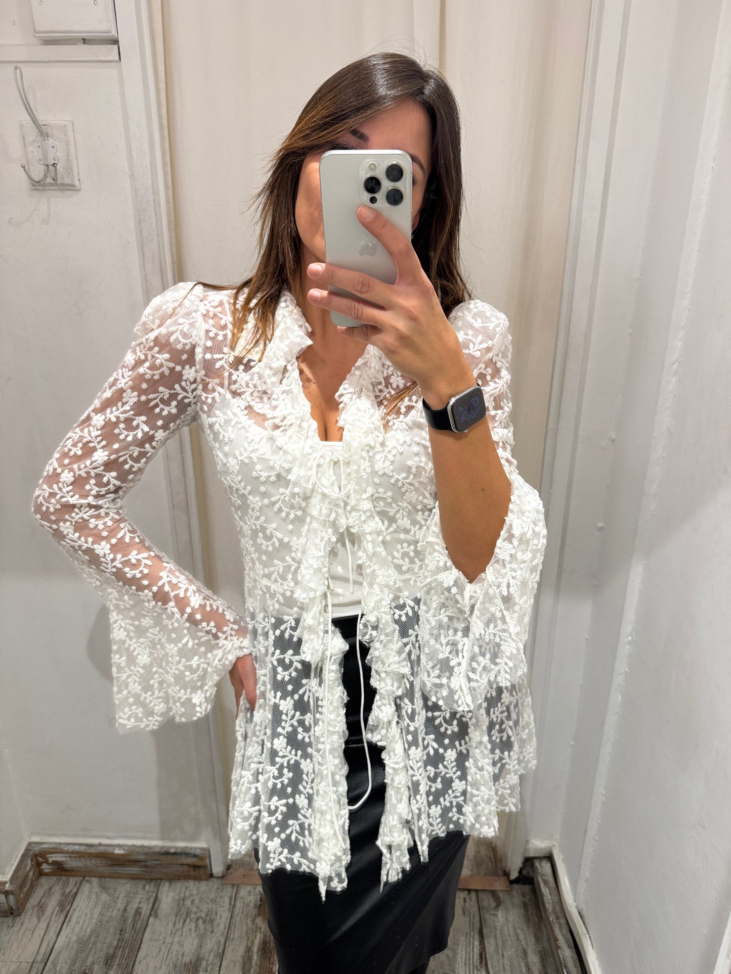 TWIN SET PHILOSOPHY IN TULLE RICAMATO BIANCO