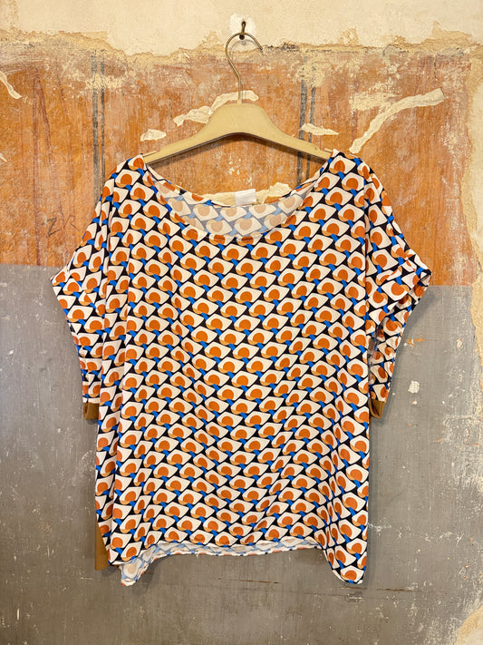 NEW COLLECTION - BLUSA MAELÌ OPTICAL CAMMELLO PANNA E AZZURRO