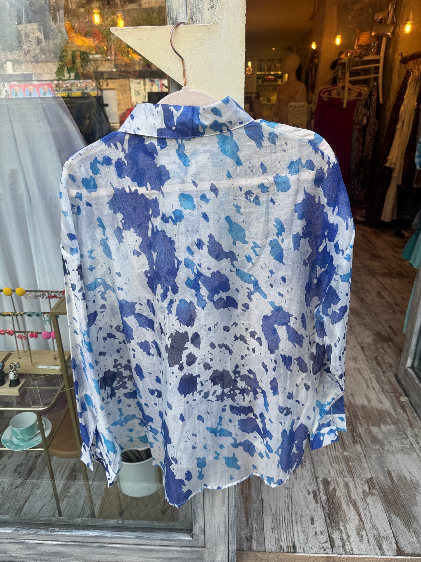 CAMICIA BIANCA MACCHIE AZZURRE