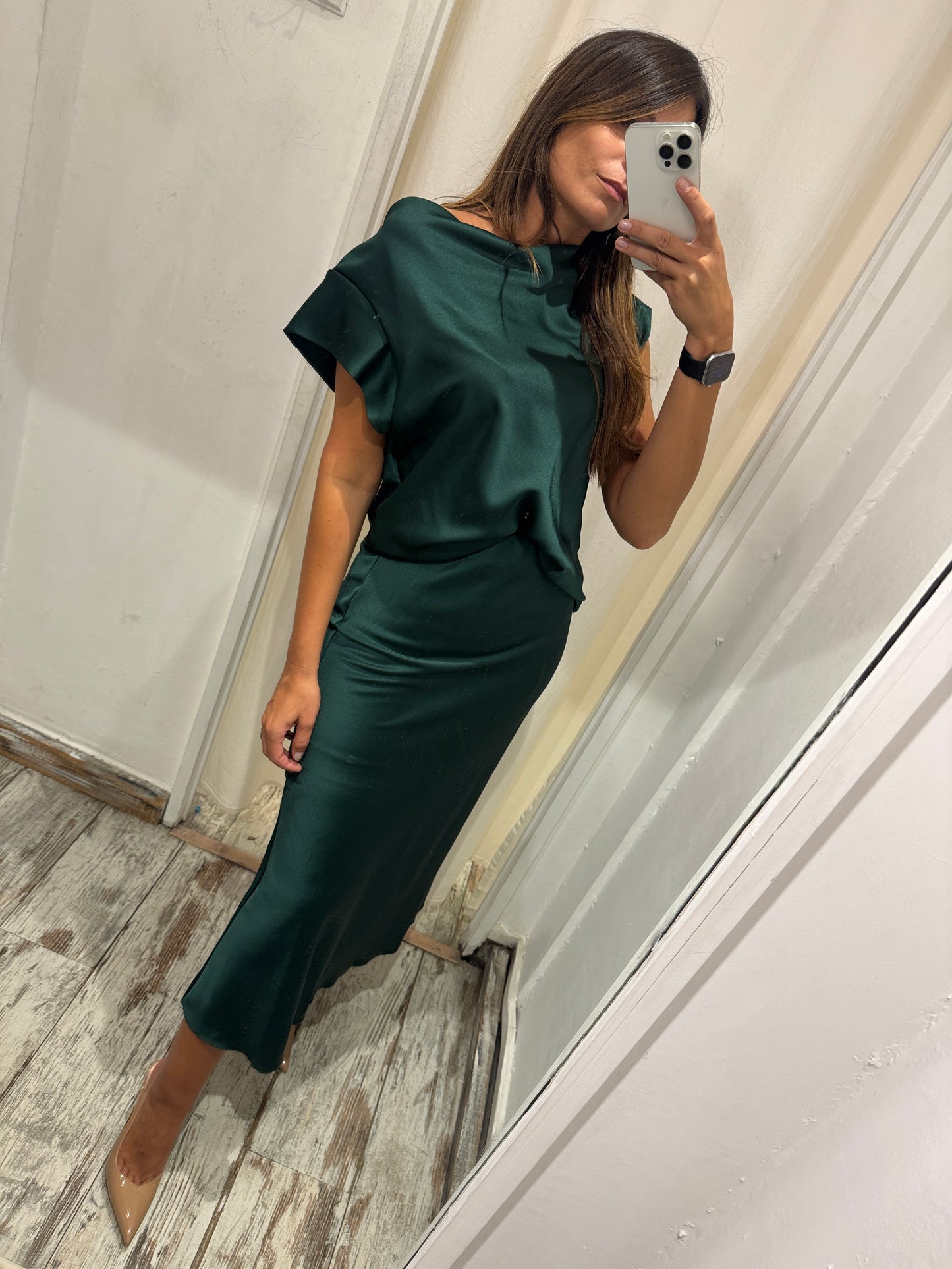 BLUSA SATIN VERDE BOSCO