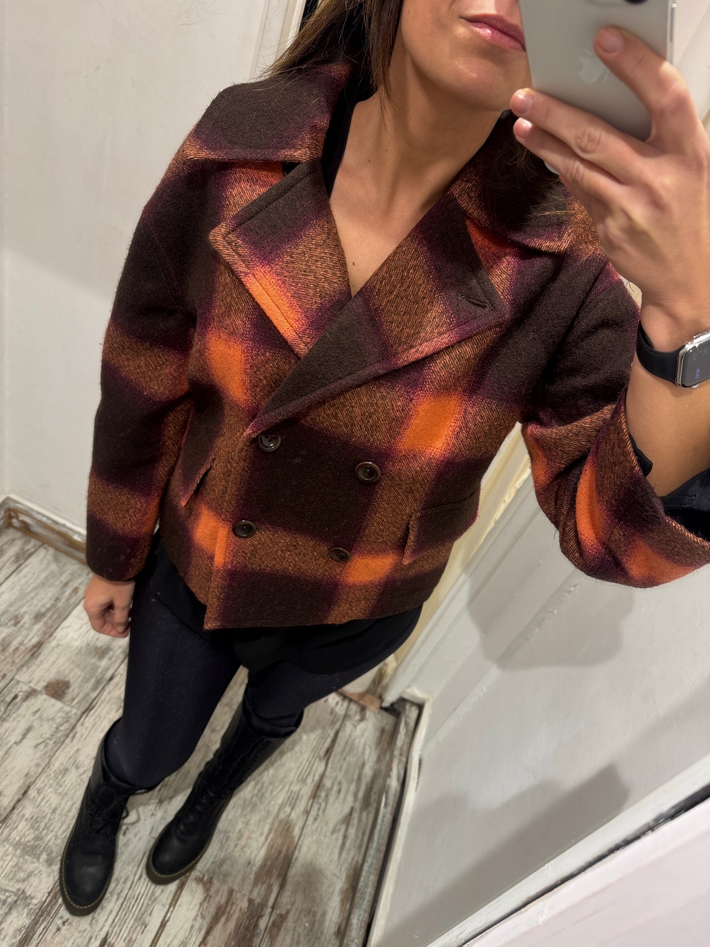 CAPPOTTO CORTO OVER BELLEROSE MARRONE E ARANCIO