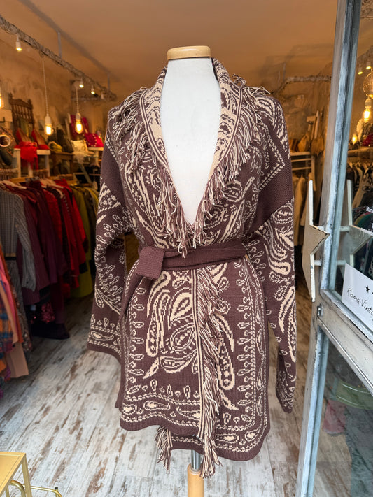 CARDIGAN PAISLEY MARRONE E BEIGE