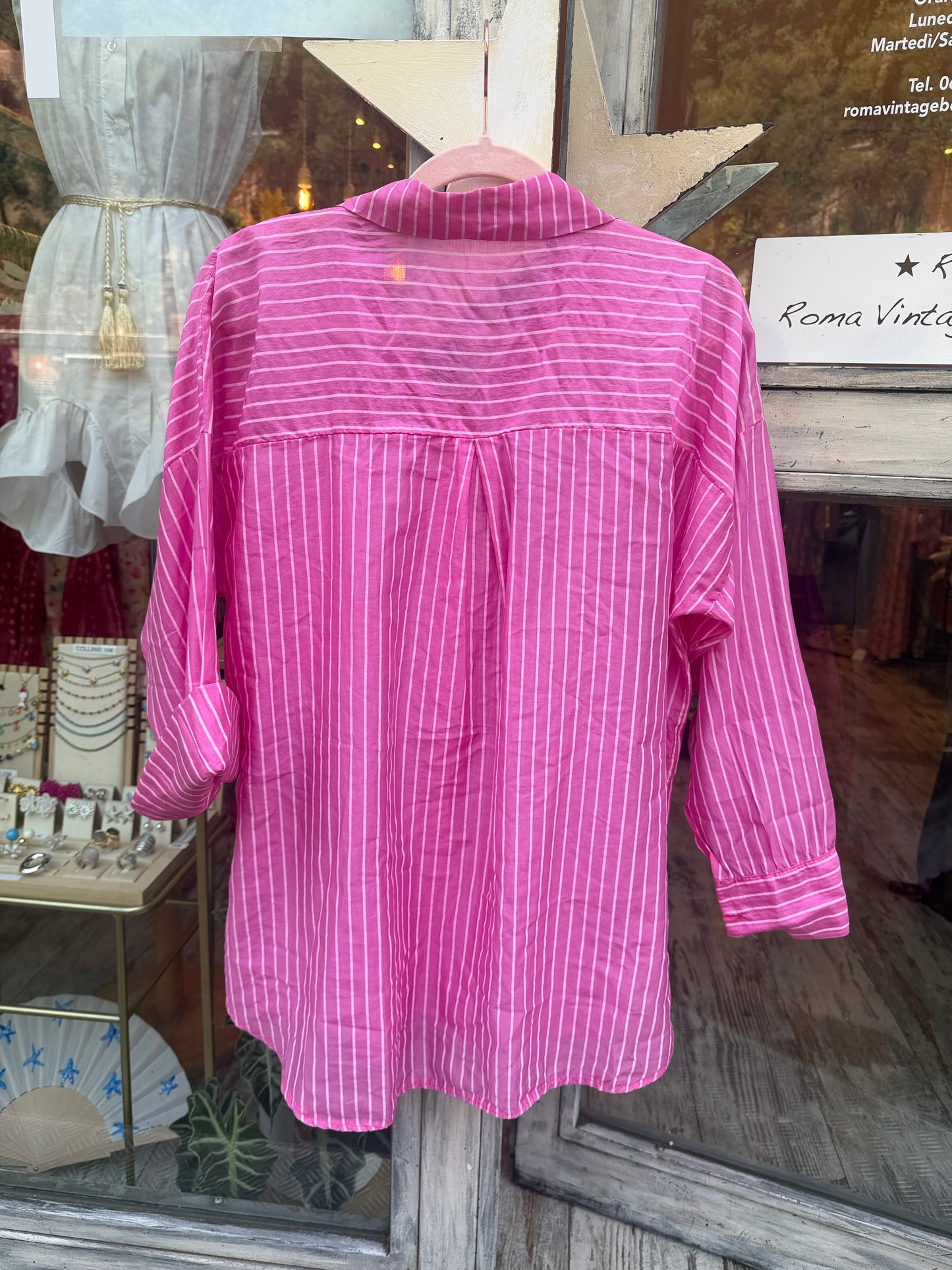 CAMICIA OVER GESSATA ROSA BARBIE