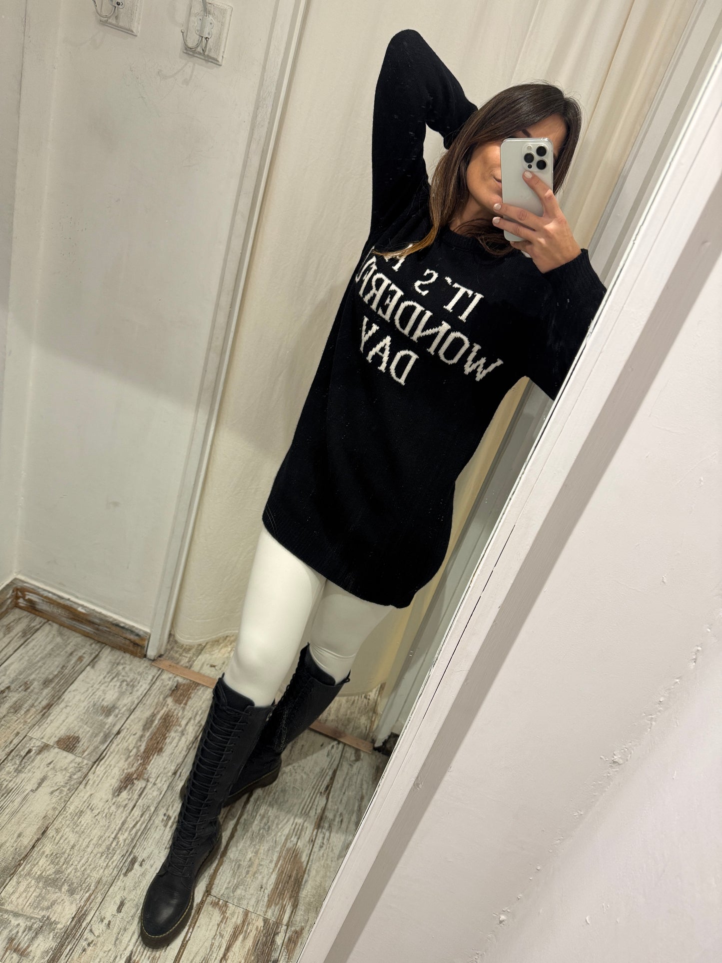 MAGLIA ALBERTA FERRETTI NERA CON SCRITTA BIANCA