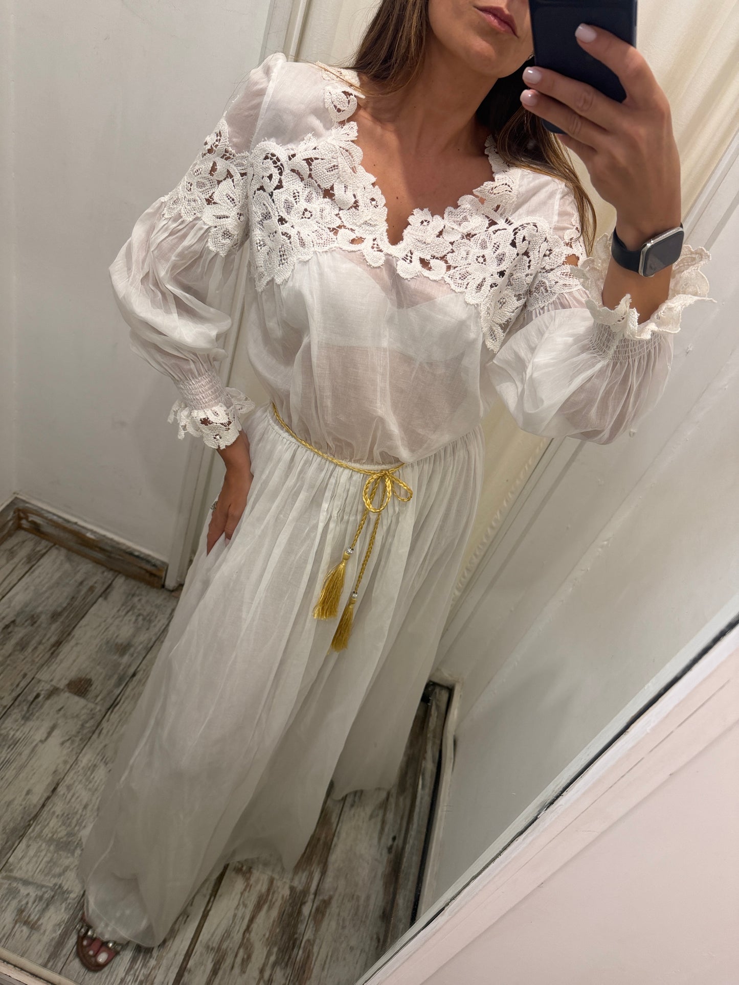 ABITO ERMANNO SCERVINO VELATO BIANCO CON PIZZO