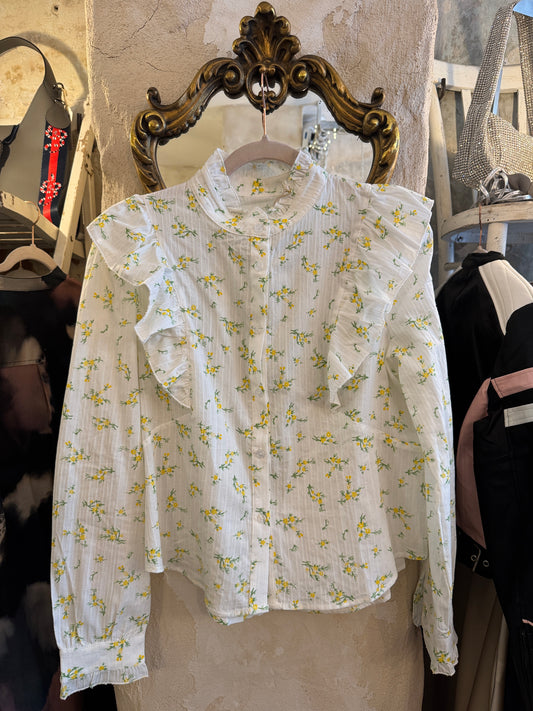 CAMICIA BIANCA FIORELLINI GIALLI
