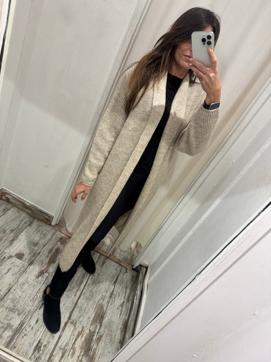 CARDIGAN LUNGO LEONTINE BEIGE