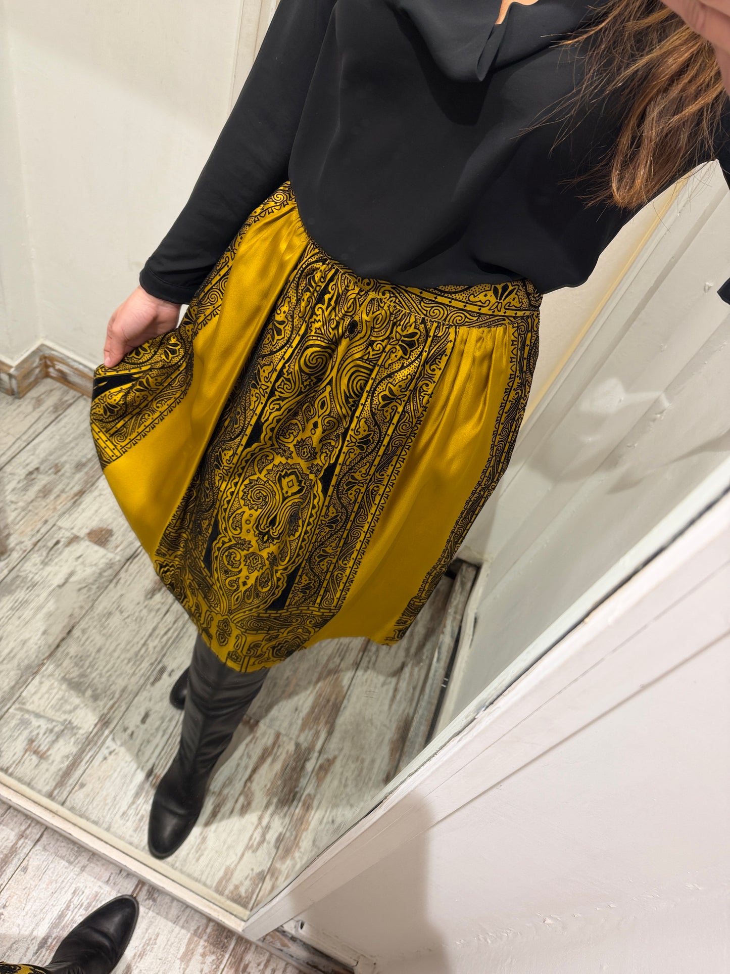 NEW COLLECTION - GONNA ETRO OCRA E NERO IN SETA
