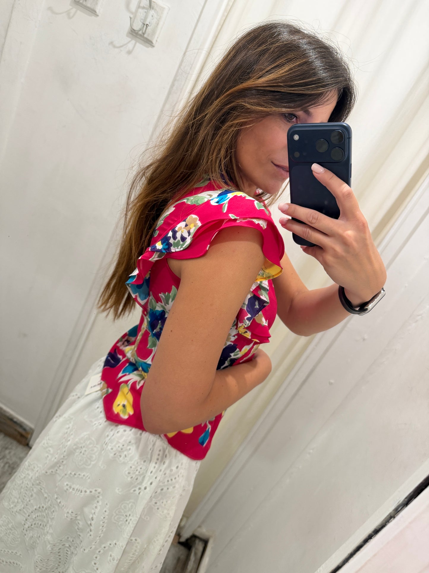 BLUSA RALPH LAUREN FUCSIA FLOREALE