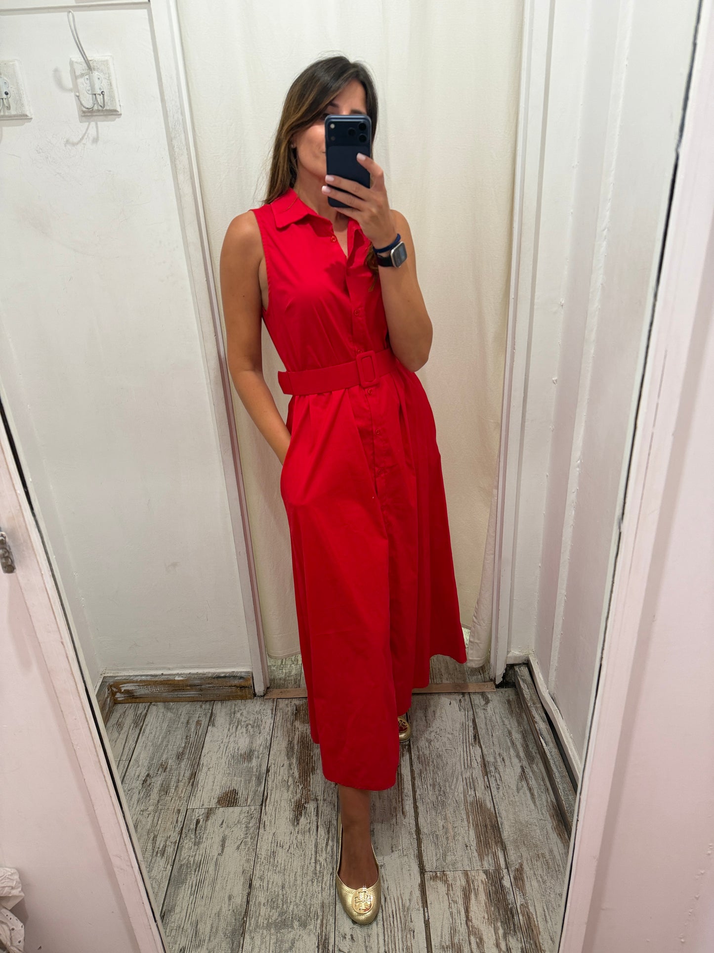 ABITO CHEMISIER COTONE ROSSO