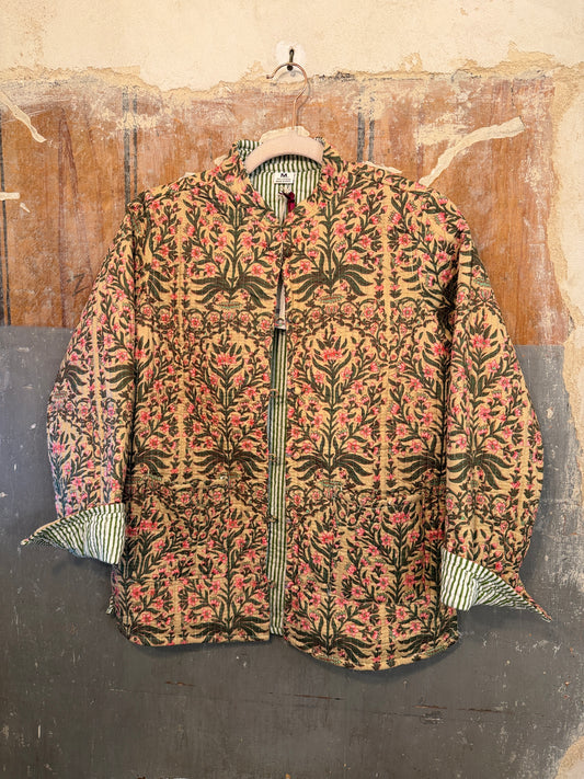 NEW COLLCETION - GIACCA ETNICA DOUBLE FACE FIORELLINI E RIGHE