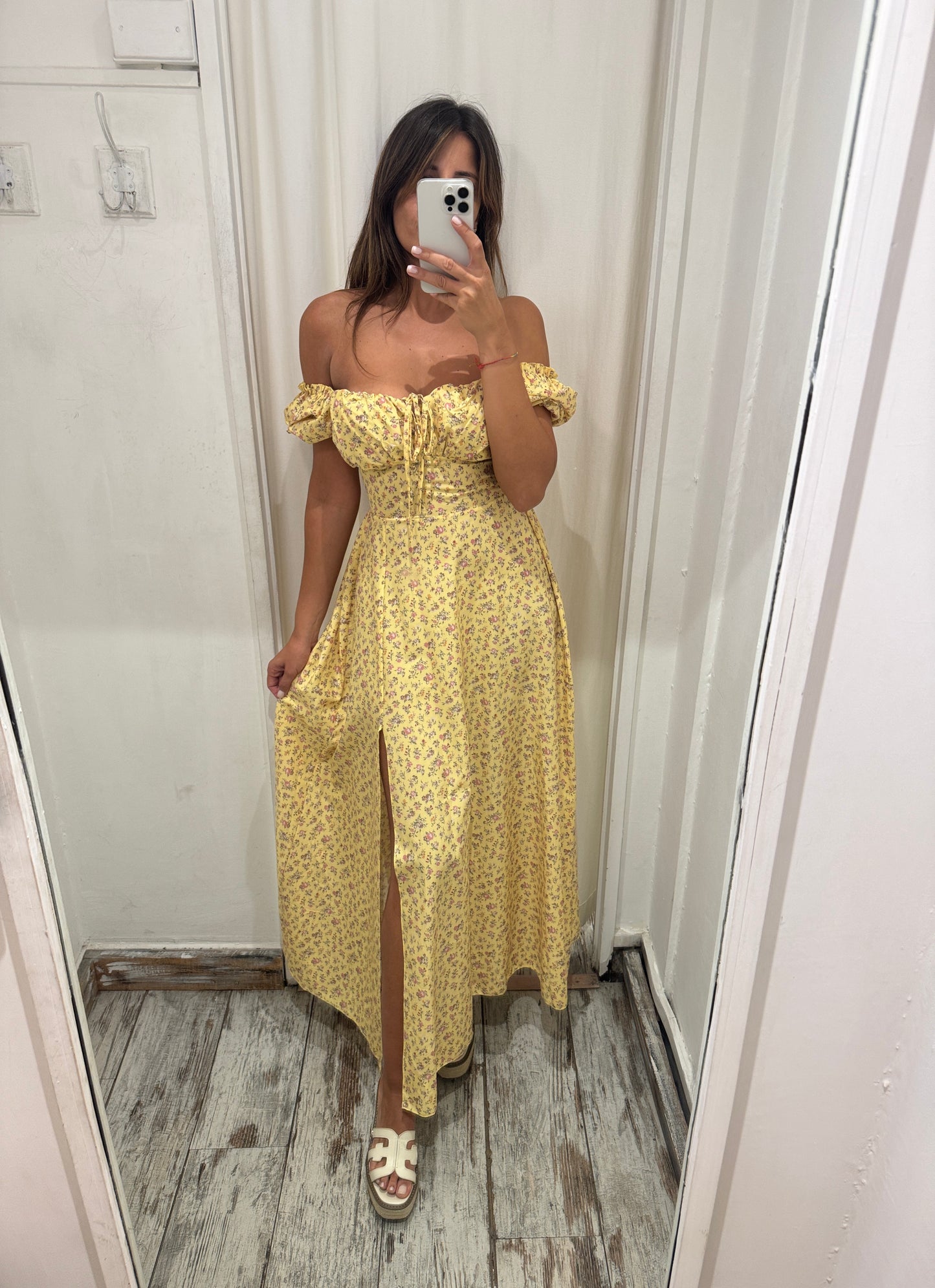 ABITO LUNGO GIALLO FLOREALE