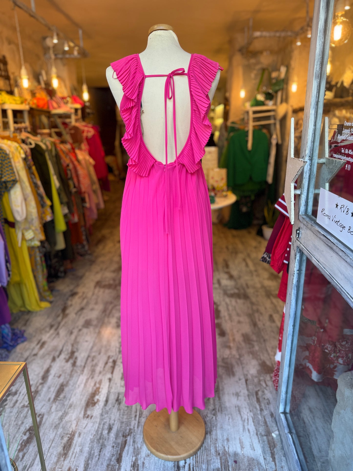 ABITO TWINSET FUCSIA PLISSÈ