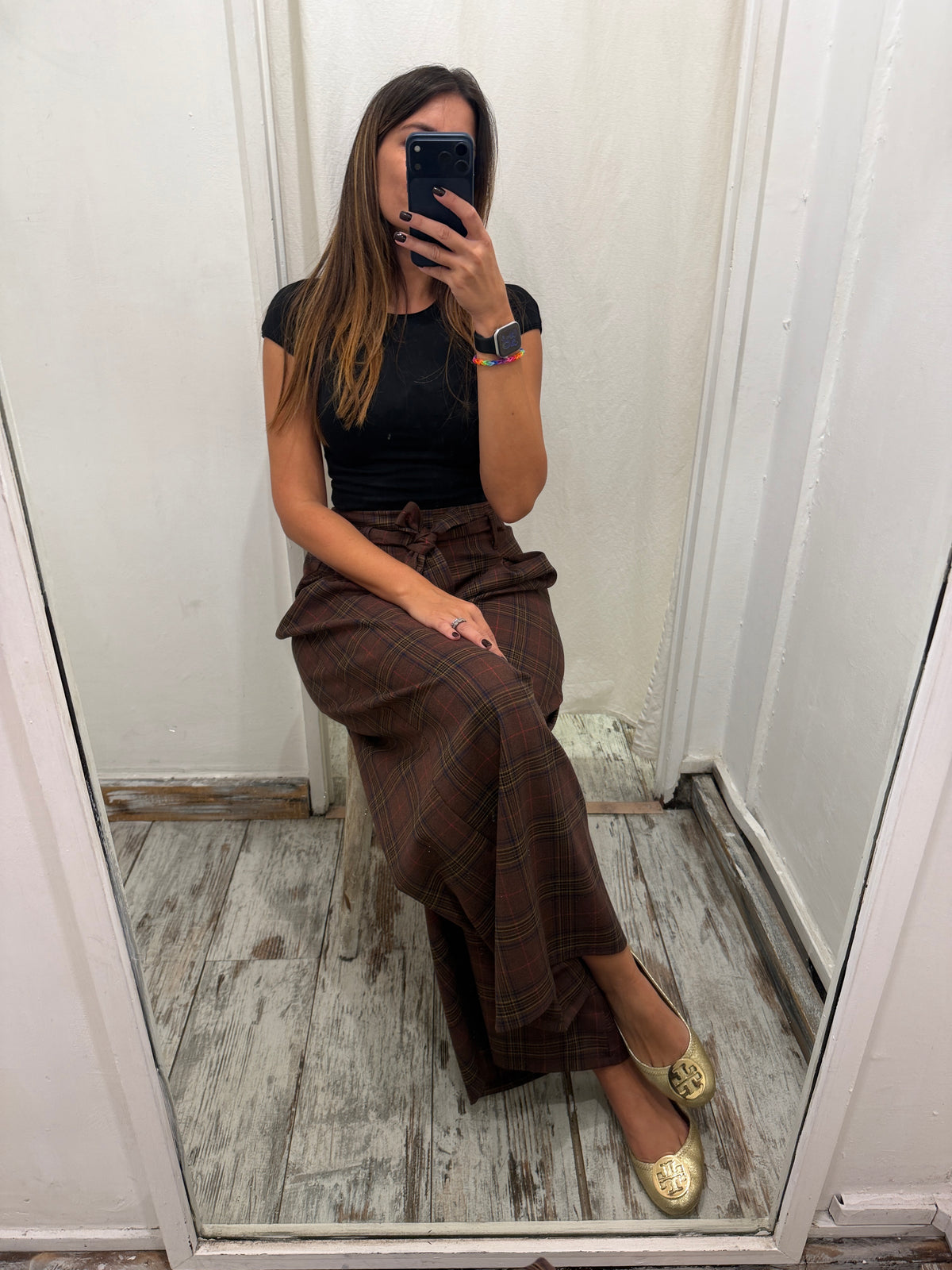PANTALONE TARTAN MARRONE FUSCIACCA