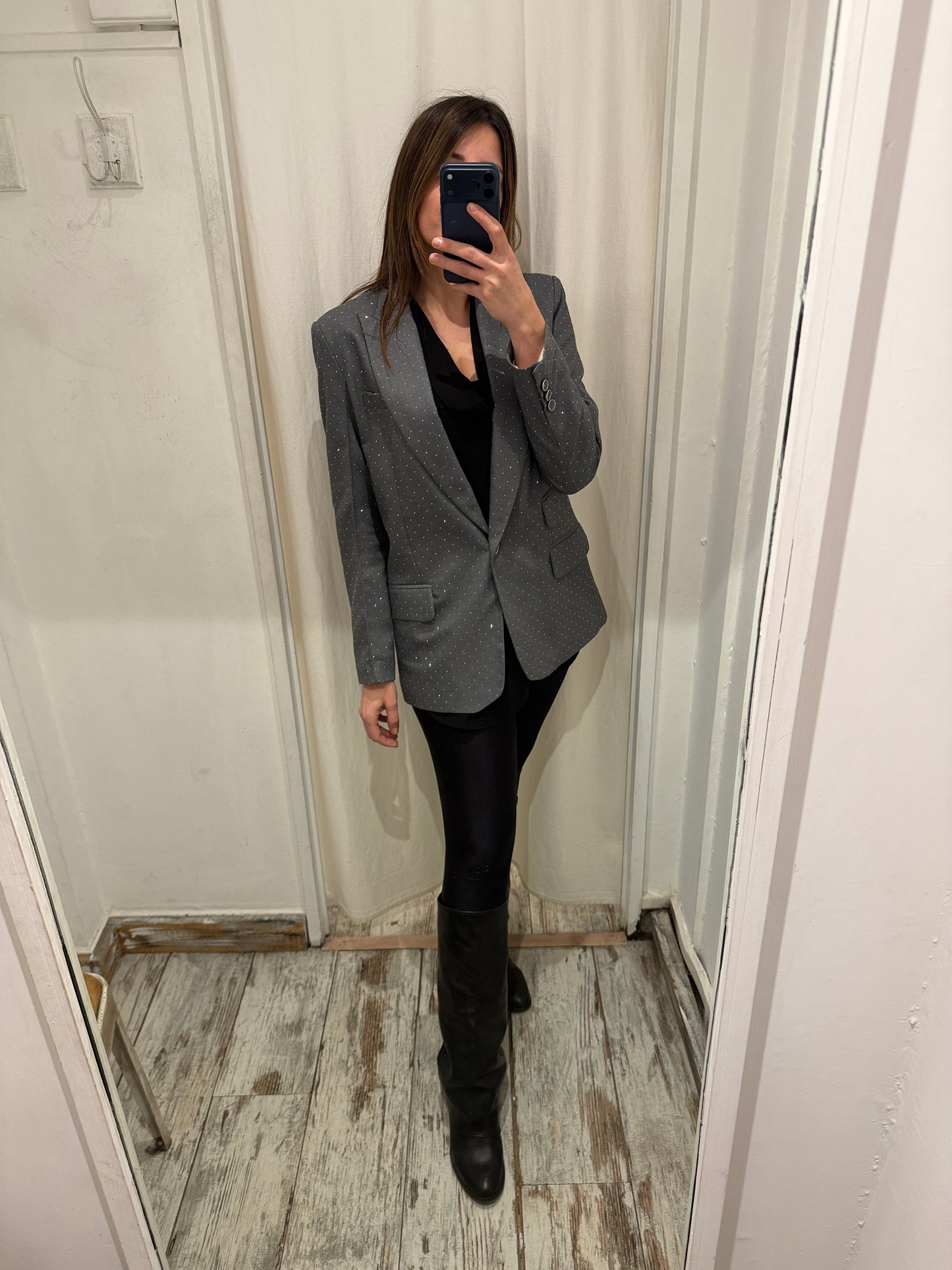NEW COLLECTION - BLAZER SIMONA CORSELLINI GRIGIO CON STRASS
